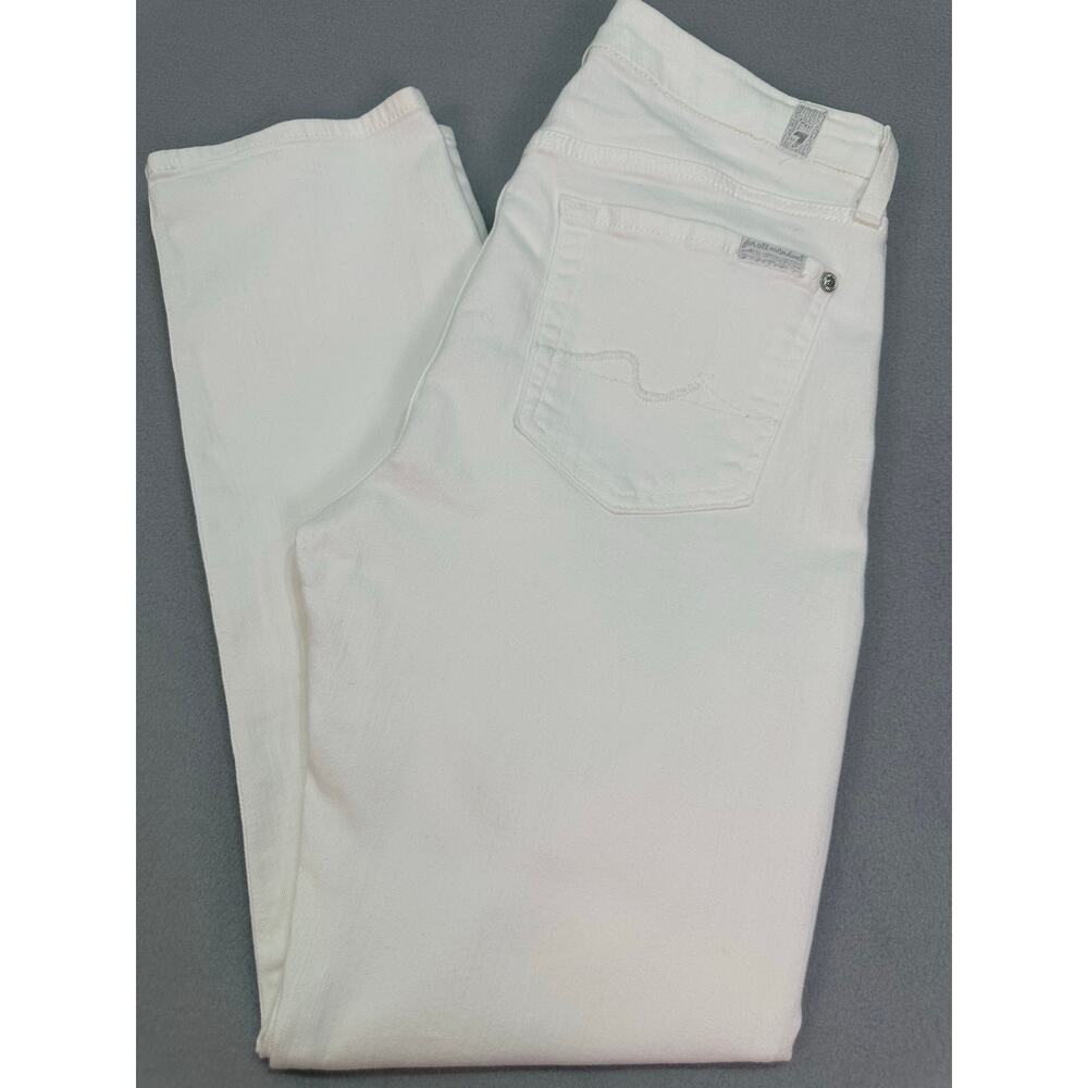 7 For All Mankind Kimmie White Mid Rise Slim Straight Jeans Size 27 - Picture 7 of 12